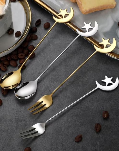Gold Crescent Moon & Star Teaspoon - Image 2