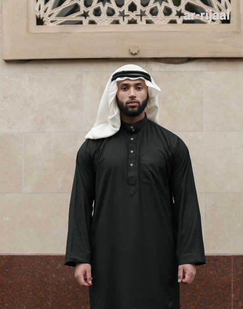 SAUDI: Black Classic Collared Thobe - Image 2