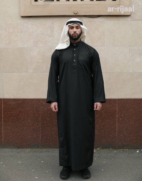 SAUDI: Black Classic Collared Thobe - Image 4
