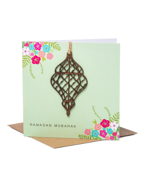 Laser Cut Wooden Lantern Ramadan Mubarak Card - Image 2