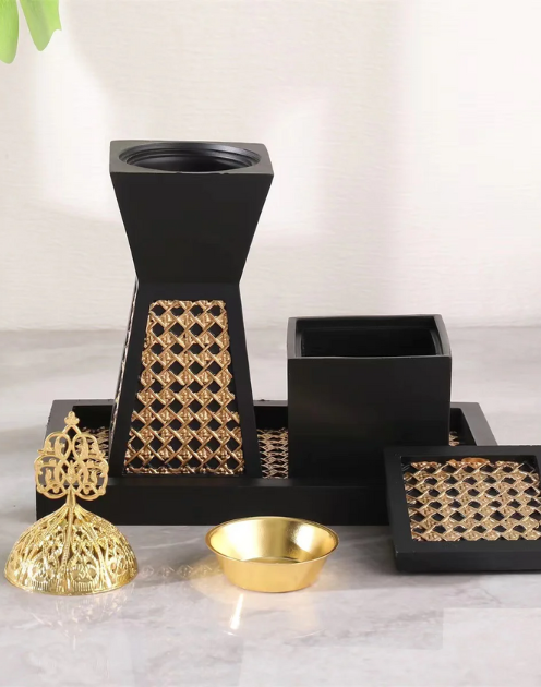 Rattan Style Bukhoor Burner Set - Image 3