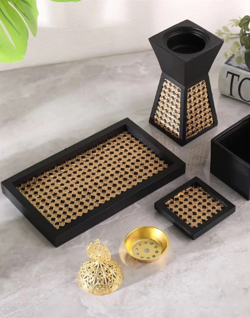 Rattan Style Bukhoor Burner Set - Image 4