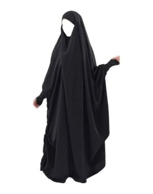 Long Length Black Khimar Burka - Image 2