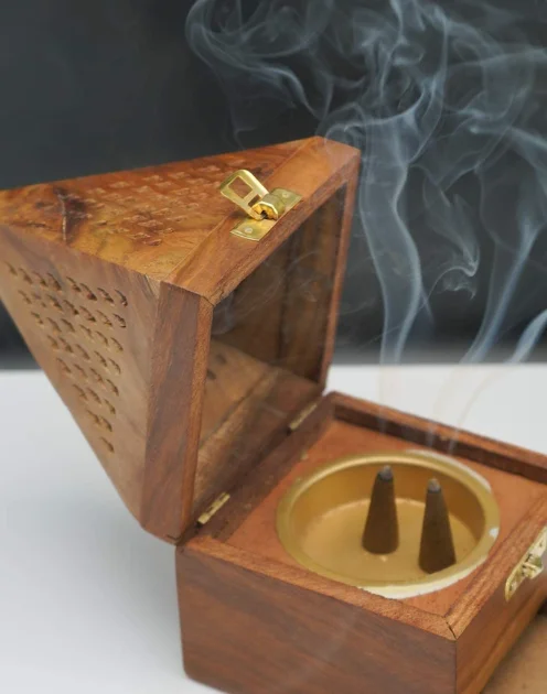 Wooden Pyramid Incense Burner - Image 4