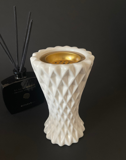 Gloss White Lattice Bukhoor Burner - Image 3