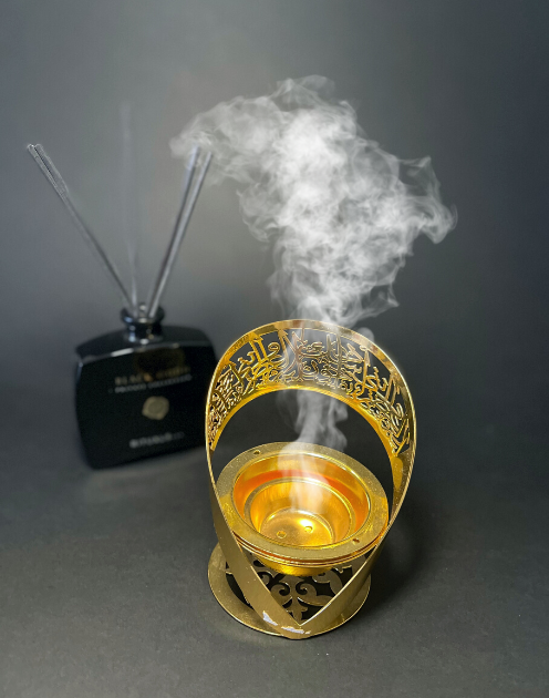 Gold Oriental Arabic Calligraphy Bukhoor Burner - Image 3