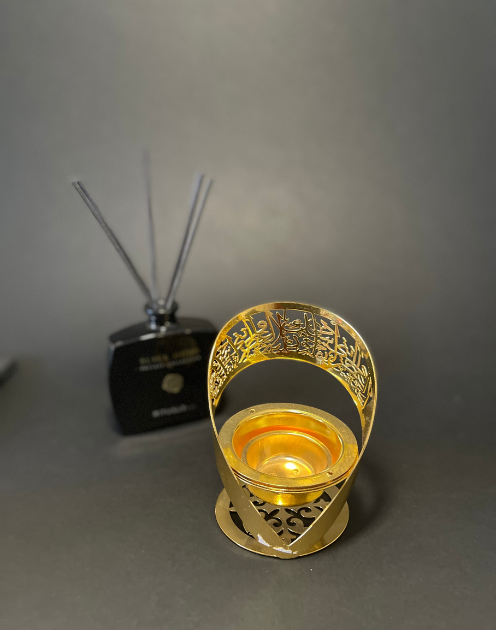 Gold Oriental Arabic Calligraphy Bukhoor Burner - Image 4