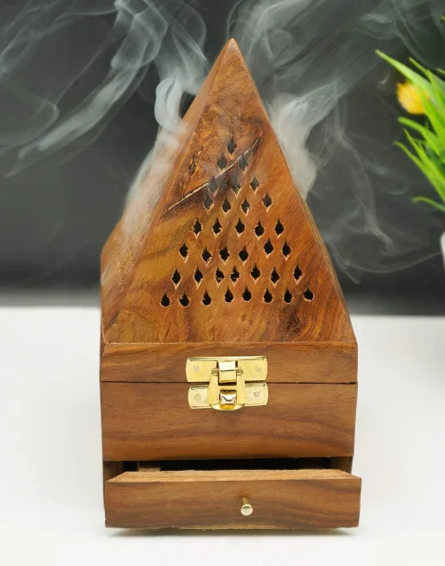 Wooden Pyramid Incense Burner - Image 2
