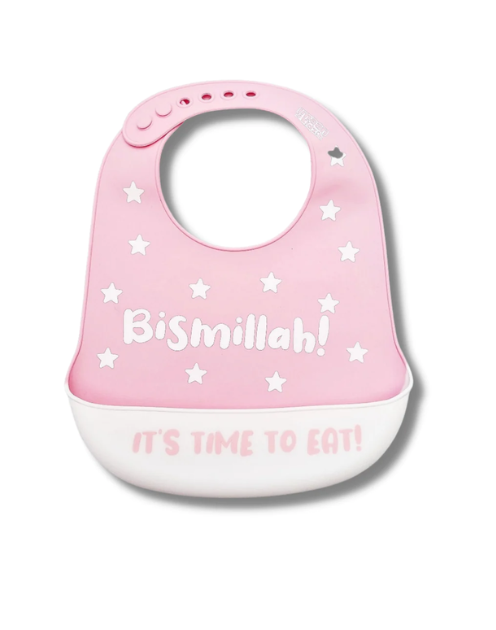 Bismillah Silicone Baby Bib - Pink / Blue / Red - Image 3