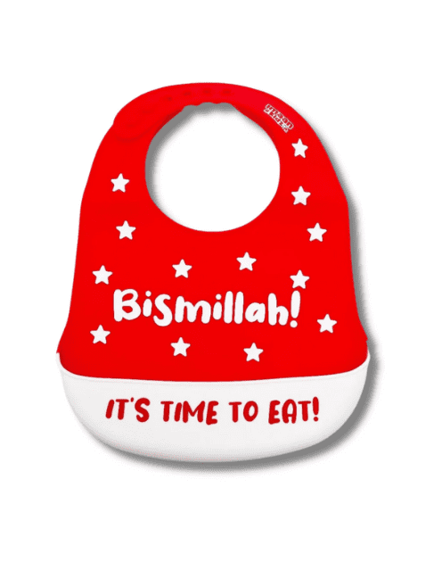 Bismillah Silicone Baby Bib - Pink / Blue / Red - Image 4
